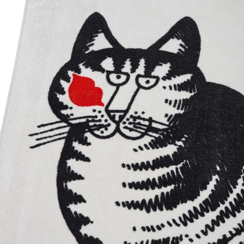 Vintage Kilban Love a cat Beach‎ Towel Cat Kiss Lips 57.5 in x 34 in Cream Terry